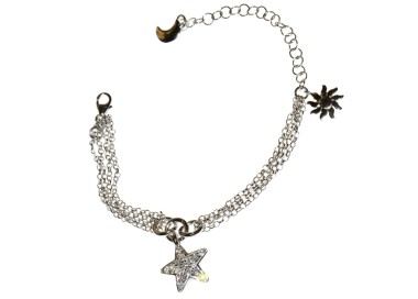 NLB|925 silver bracelet moon sun star charm with zircons and pendant