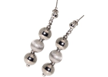 NLB|925 silver ball earrings three large smooth and satin spheres