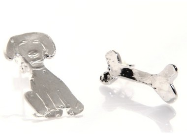 NLB|argento 925 : orecchini CANE e OSSO i donna HAND MADE Massiccio argento 925