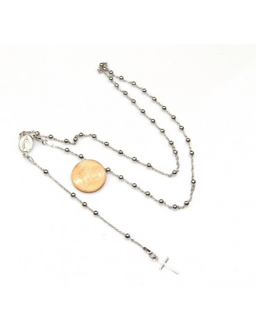 Collana rosario Argento 925 48cm rodiato uomo o donna