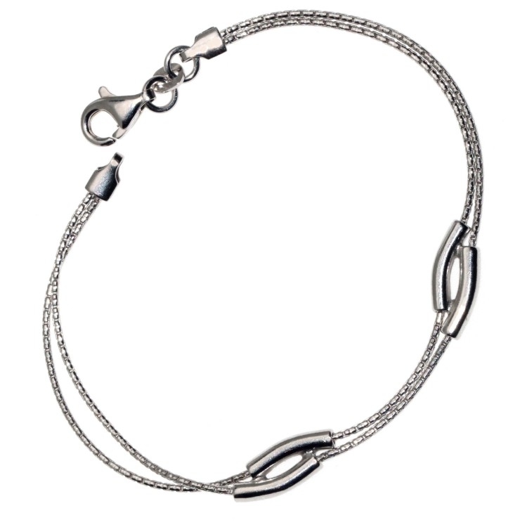 NLB|bracciale argento 925 Singapore o snake con elementi curvi