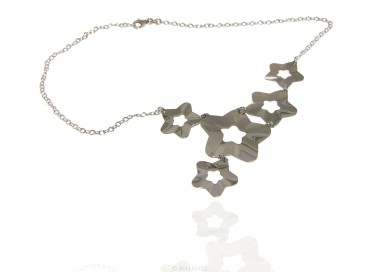 NLB|925 silver choker necklace with asymmetric rain of stars 45 cm adjustable