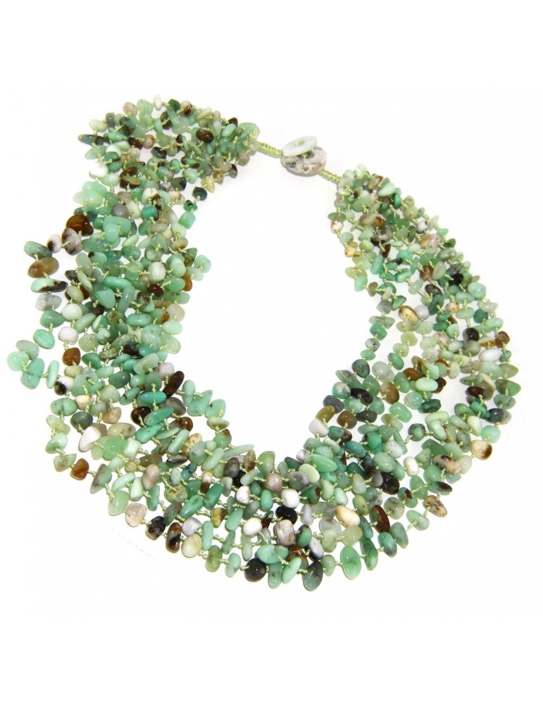 Collana da Donna collier cleopatra 8 fili crisopazio naturale verde Collana da Donna collier cleopatra 8 fili crisopazio naturale verde