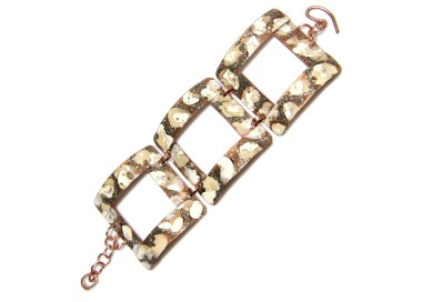 NLB|Copper bracelet for women with large cream glitter squares