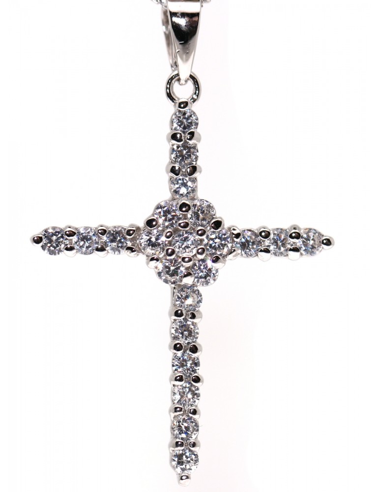 collana argento 925 croce ciondolo celtica pave' zirconi bianchi girocollo collana argento 925 croce ciondolo celtica pave' zirconi bianchi girocollo