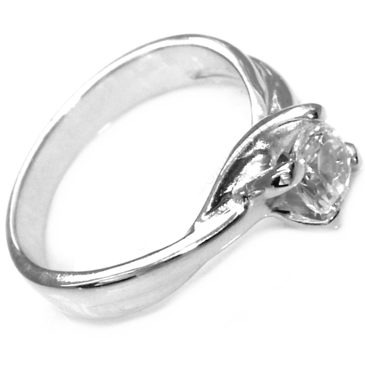 NLB|anello solitario argento 925 zircone da 5 mm taglio brillante misura 11