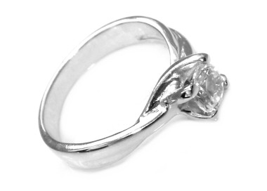 NLB|solitaire ring 925 silver 5 mm brilliant cut zircon size 11