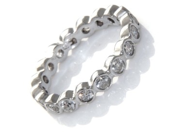 NLB|eternity anello argento 925 fedina zirconi bianchi cipollina 3 mm