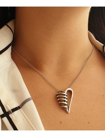 ring earrings necklace 925 silver bandaged heart burnished antiqued