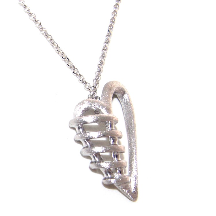 NLB|anello orecchini collana argento 925 cuore bendato satinato