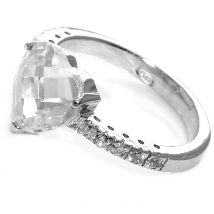 NLB|925 silver riviera ring with heart-shaped central stone