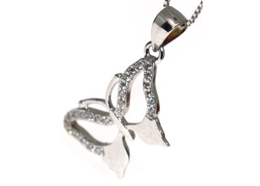 NLB|Collier argento 925 ciondolo farfalla zirconi bianchi collana