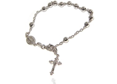 NLB|Bracciale rosario Argento 925 palline da 5 mm rodiato per uomo e donna