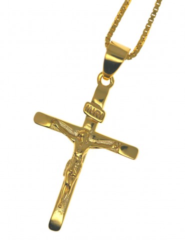 925 silver cross necklace with yellow gold plated crucifix for men and women