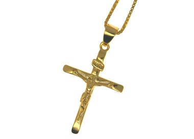 NLB|925 silver cross necklace with yellow gold plated crucifix for men and women
