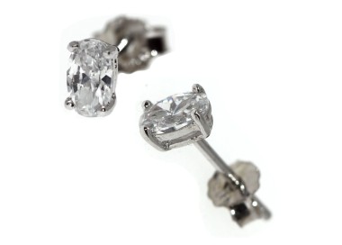 NLB|orecchini ovali con zircone argento 925 punto luce uomo donna