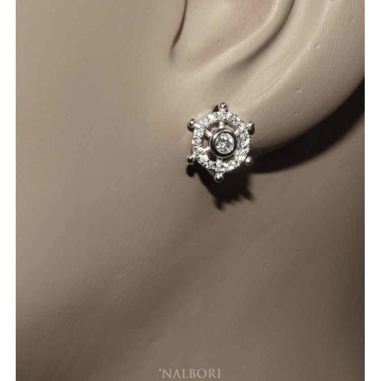 NLB|925 silver rudder earrings nautical line point light cipollino zircons