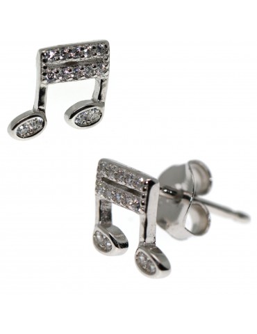 Orecchini argento 925 a forma di note musicali, con zirconi
