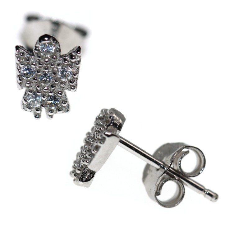 NLB|925 silver guardian angel earrings 8x6 pavé with white zircons