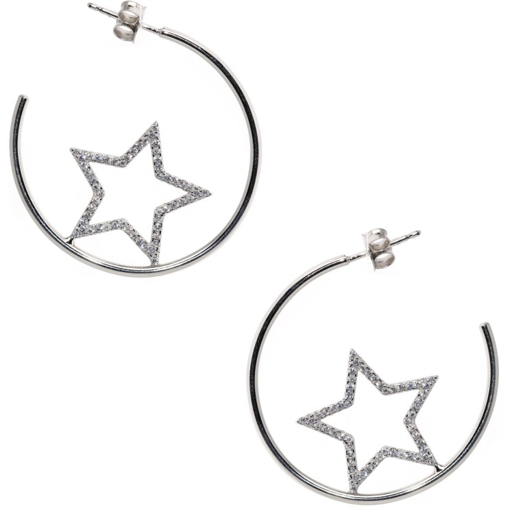 NLB|NALBORI 925 silver earrings circles with zircon stars