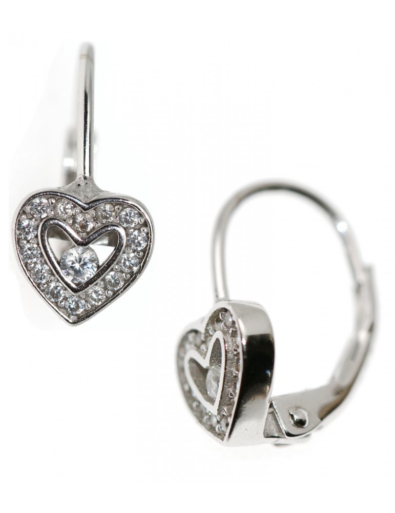 Orecchini argento 925 cuore monachella piccoli zirconi bambina ragazza NALBORI Orecchini argento 925 cuore monachella piccoli zirconi bambina ragazza NALBORI