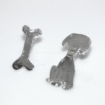 NLB|argento 925 : orecchini CANE e OSSO i donna HAND MADE Massiccio argento 925
