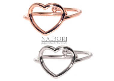 NLB|Anello cuore Argento 925 regolabile placcato oro rosa o bianco