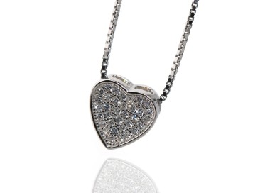 NLB|925 silver heart necklace collier pavè with zircons microsetting woman