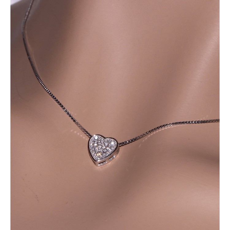 NLB|collana cuore argento 925 collier pavè di zirconi microsetting donna