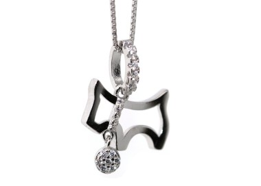 NLB|925 silver necklace dog pendant with collar and woman collier medal