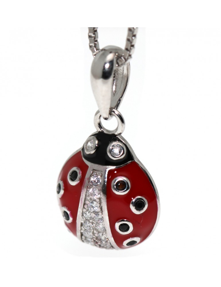 collana coccinella argento 925 zirconi bianchi rossa a pois neri collana coccinella argento 925 zirconi bianchi rossa a pois neri