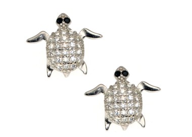NLB|turtle earrings 925 silver pavè white zircons brilliant black eyes