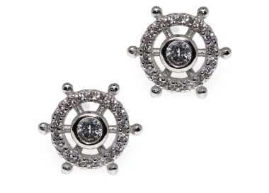 NLB|925 silver rudder earrings nautical line point light cipollino zircons