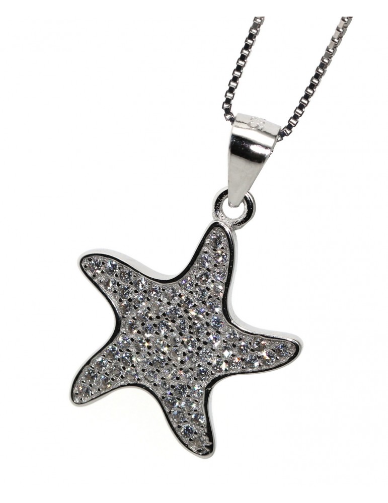 Collana stella marina argento 925 ciondolo zirconi donna