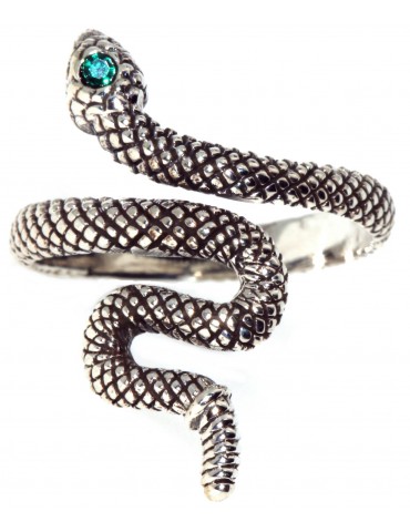 serpente argento 925 zircone verde smeraldo anello donna NALBORI