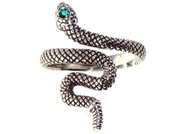 NLB|925 silver snake green zircon emerald ring woman
