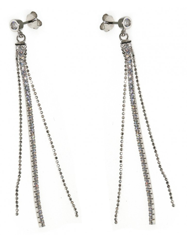 NALBORI Orecchini tennis argento 925 codine zirconi e palline diamantate donna NALBORI Orecchini tennis argento 925 codine zirconi e palline diamantate donna