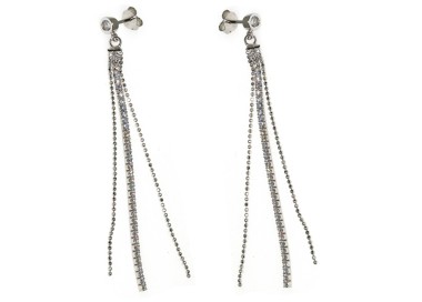 NLB|Women's 925 silver tennis earrings, cubic zirconia tails and diamond balls