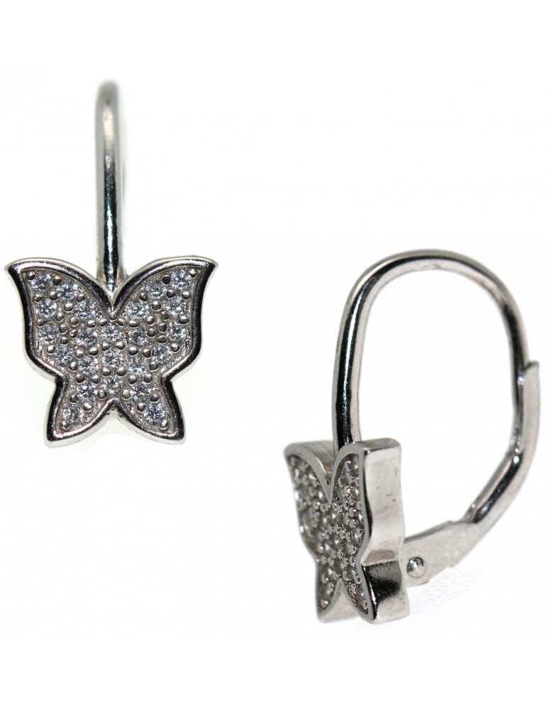 Orecchini farfalle monachella in argento 925 con pavè di zirconi donna