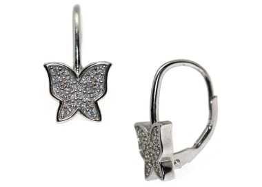 NLB|Orecchini farfalle monachella in argento 925 con pavè di zirconi donna