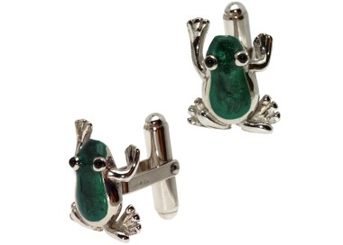 NLB|Gemelli argento 925 rana ranocchio per camicia uomo smalto verde