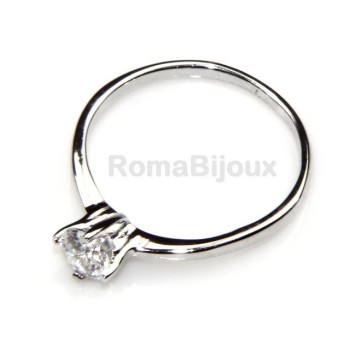 NLB|Argento 925 Rodiato : Solitario con zircone da 5 mm taglio brillante a 4 griffe