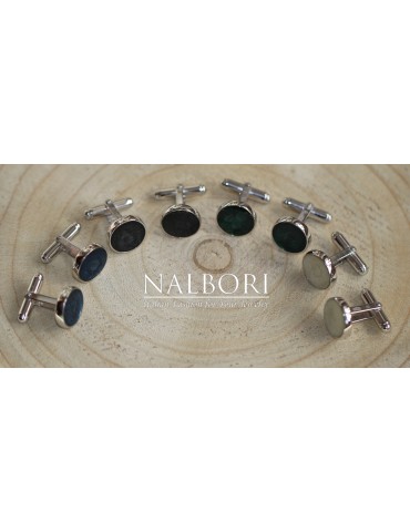 Round enamel 925 silver button cufflinks in various colors for men's shirt NALBORI