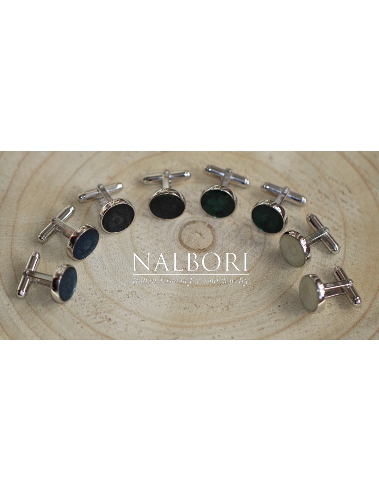 Gemelli bottone Argento 925 tondi smalto vari colori camicia uomo NALBORI Gemelli bottone Argento 925 tondi smalto vari colori camicia uomo NALBORI