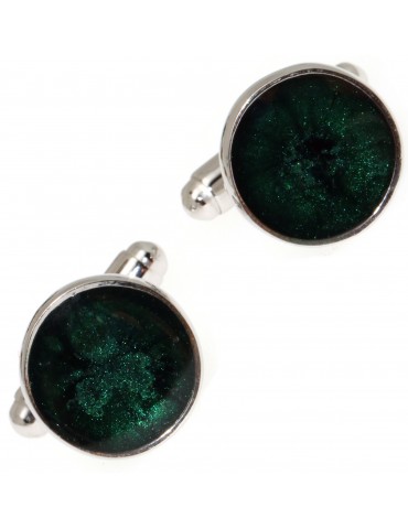Gemelli bottone Argento 925 tondi smalto vari colori camicia uomo NALBORI verde scuro
