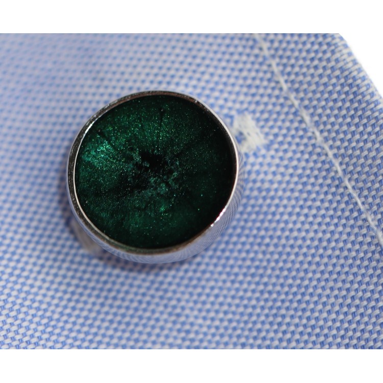 NLB|Gemelli bottone Argento 925 tondi smalto vari colori camicia uomo NALBORI verde bottiglia