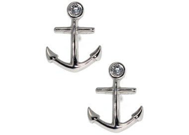 NLB|925 silver anchor earrings with brilliant cut white zircon