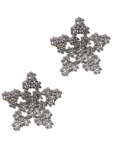 Orecchini da donna argento 925 a stella con zirconi bianchi