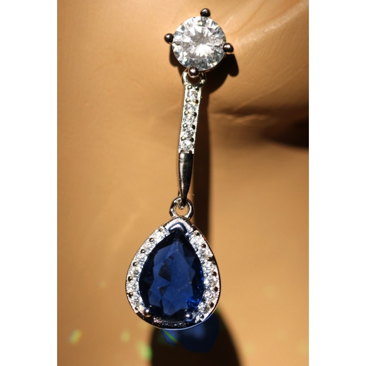NLB|orecchini argento 925 goccia zircone zaffiro smeraldo blu verde e punto luce donna sapphire NALBORI