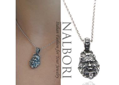 NLB|Necklace Silver 925 hand made pendant with antique burnished lion head